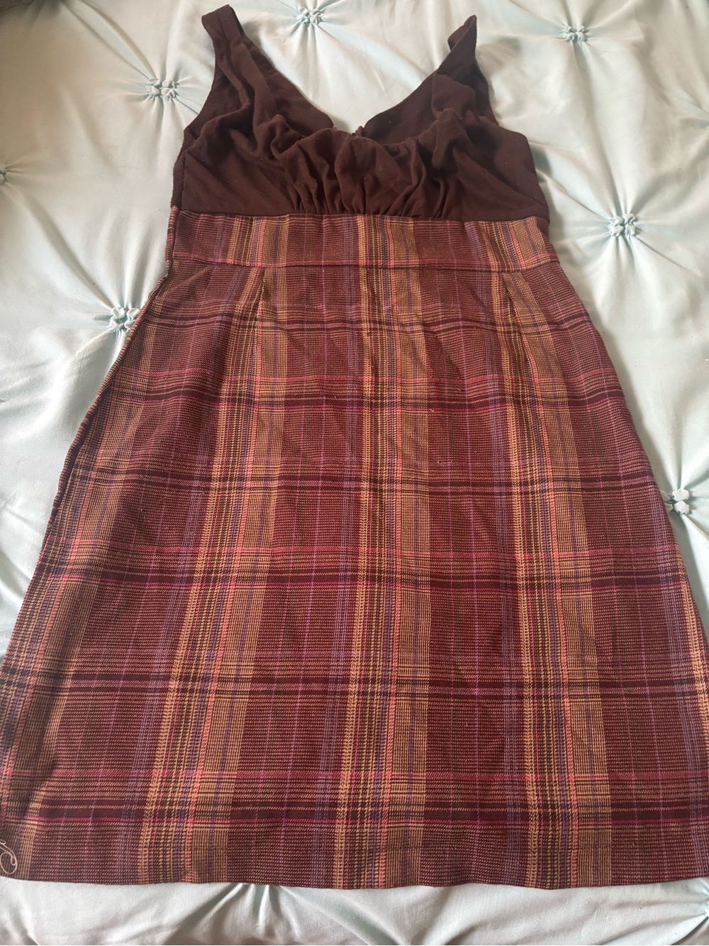 Derek Heart Rust and Brown Plaid Midi Dress